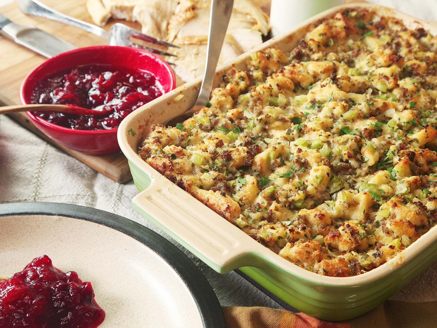 Thanksgiving Bread Stuffing
 Classic Sage and Sausage Stuffing or Dressing Recipe