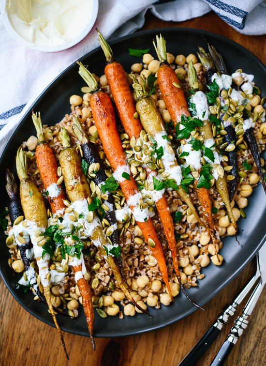 Thanksgiving Carrot Recipes
 Roasted Carrots with Farro & Chickpeas Cookie and Kate