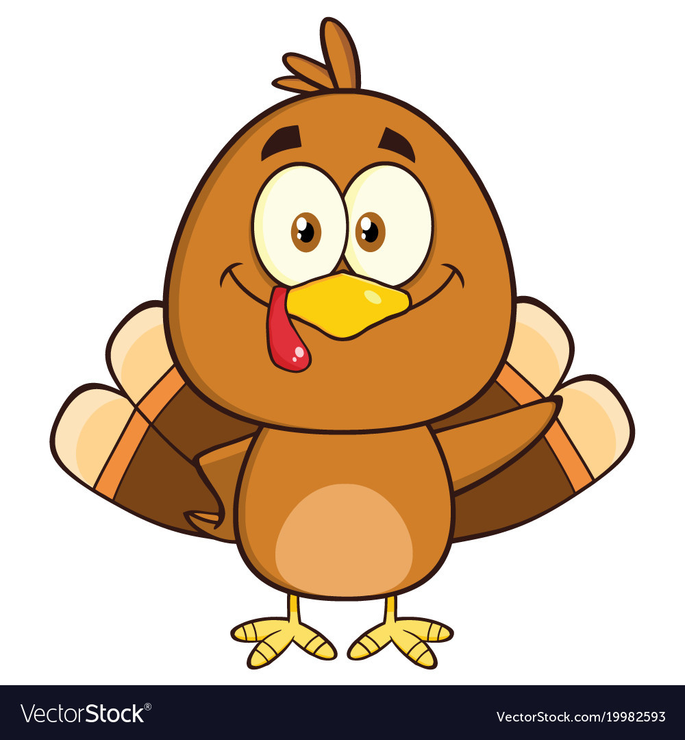 Thanksgiving Cartoon Turkey
 Cute turkey bird cartoon character waving Vector Image