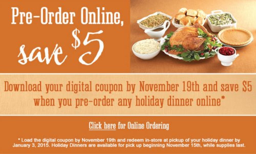 Thanksgiving Dinner Order
 $5 f Kroger Holiday Dinner When You Pre Order
