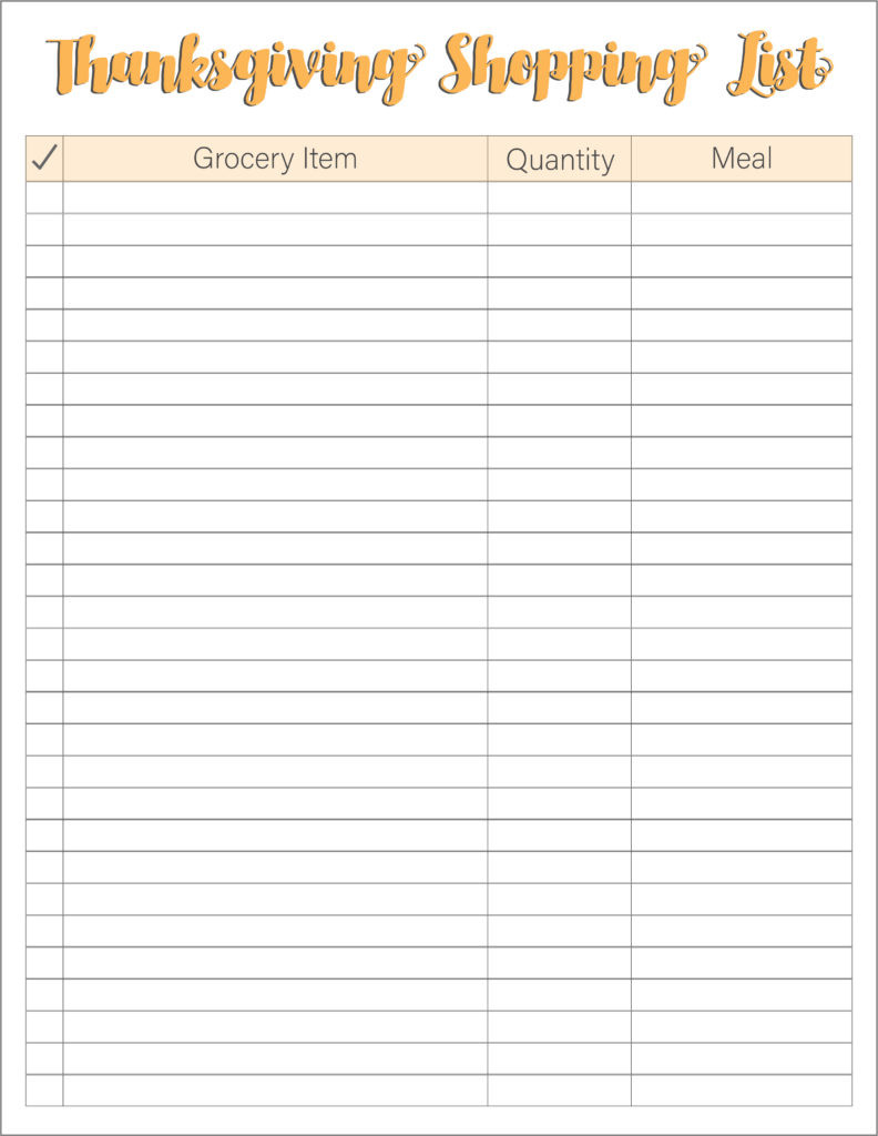 Thanksgiving Dinner Shopping List
 Thanksgiving Meal Planners & Shopping List Printables