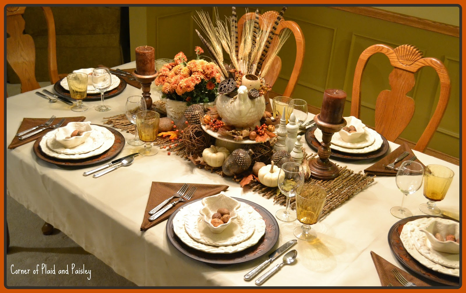 Thanksgiving Dinner Table
 Corner of Plaid and Paisley Thanksgiving Table Not the