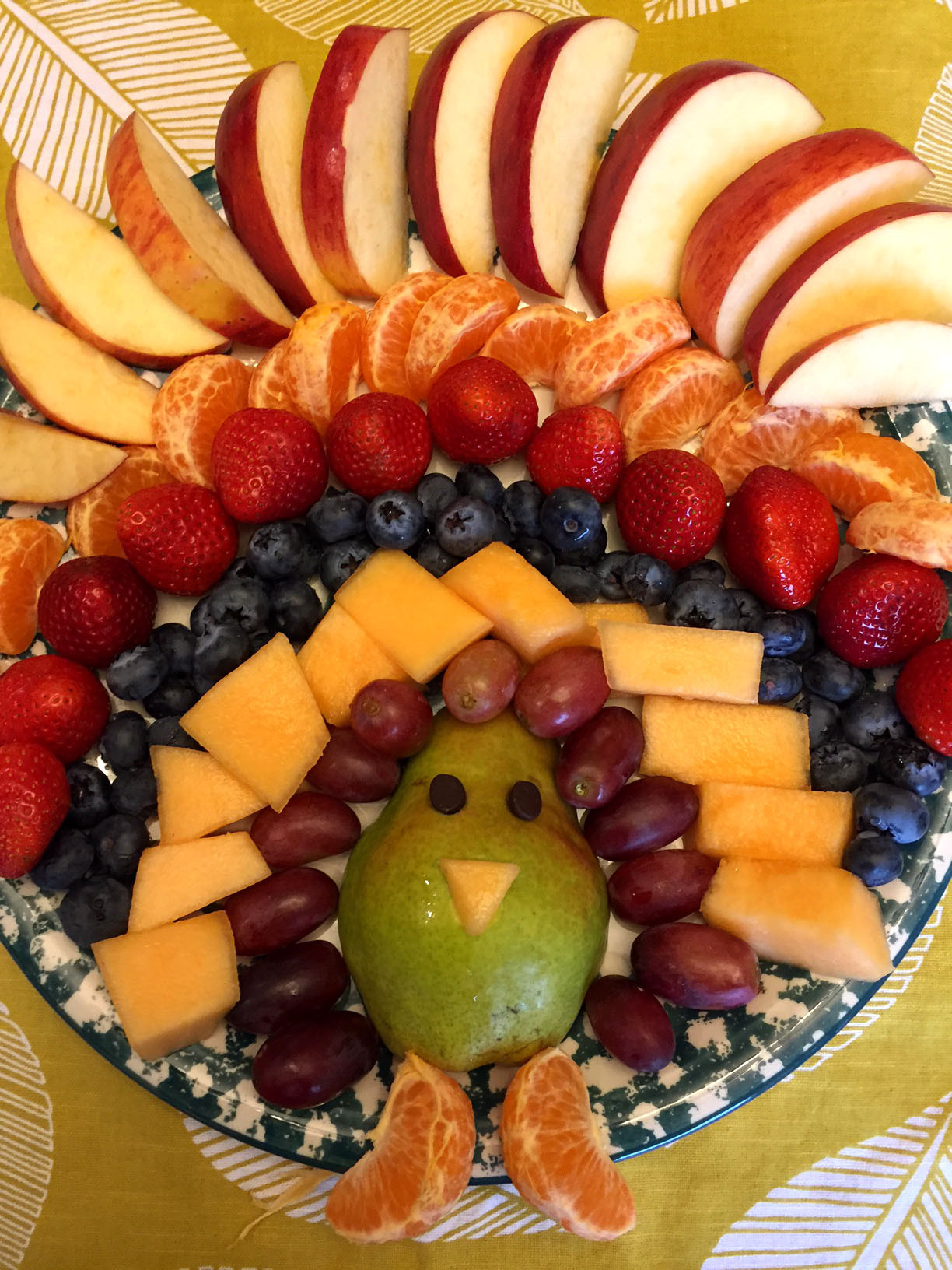 Thanksgiving Fruit Turkey
 Thanksgiving Turkey Shaped Fruit Platter Appetizer Recipe