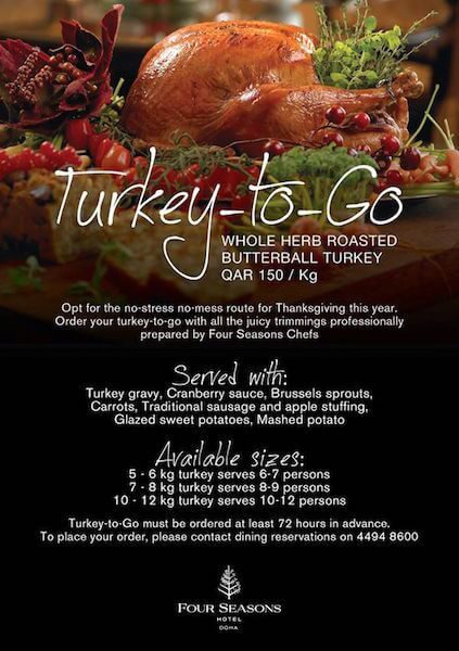Thanksgiving Turkey Dinner Order
 Thanksgiving Doha 2016 Dinners and Takeaway Turkeys