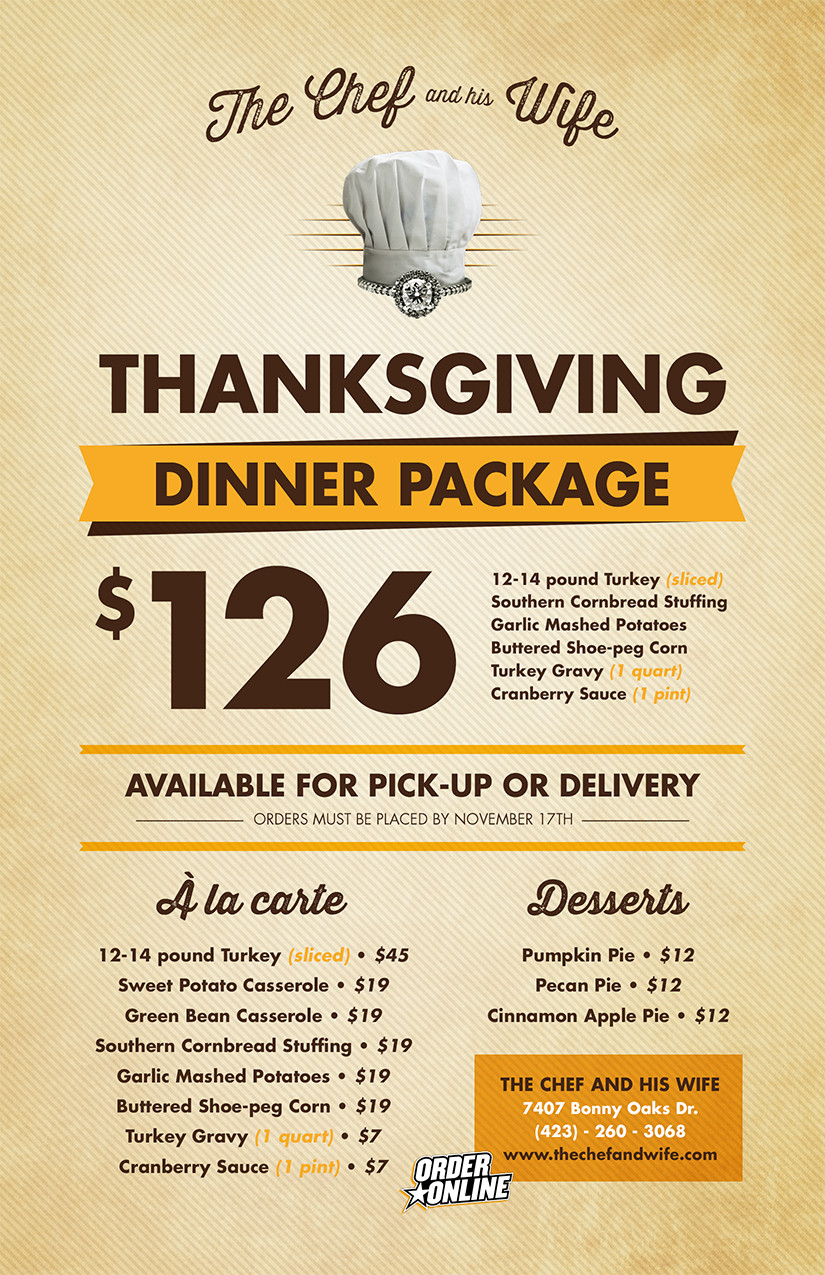 Thanksgiving Turkey Dinner Order
 Thanksgiving Dinner Package — The Chef and his Wife