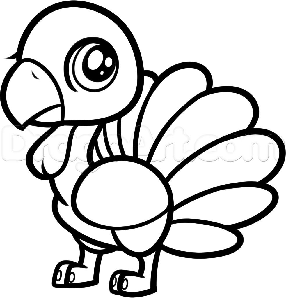 Thanksgiving Turkey Drawing
 How to Draw a Chibi Turkey For Kids Step by Step Animals