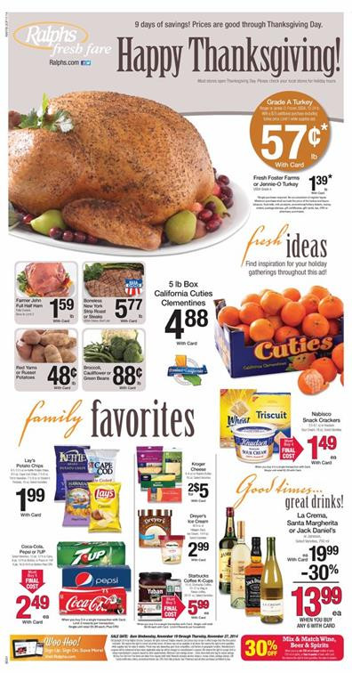 Thanksgiving Turkey Prices
 Ralphs Thanksgiving Turkey Deal and General Food Price Range