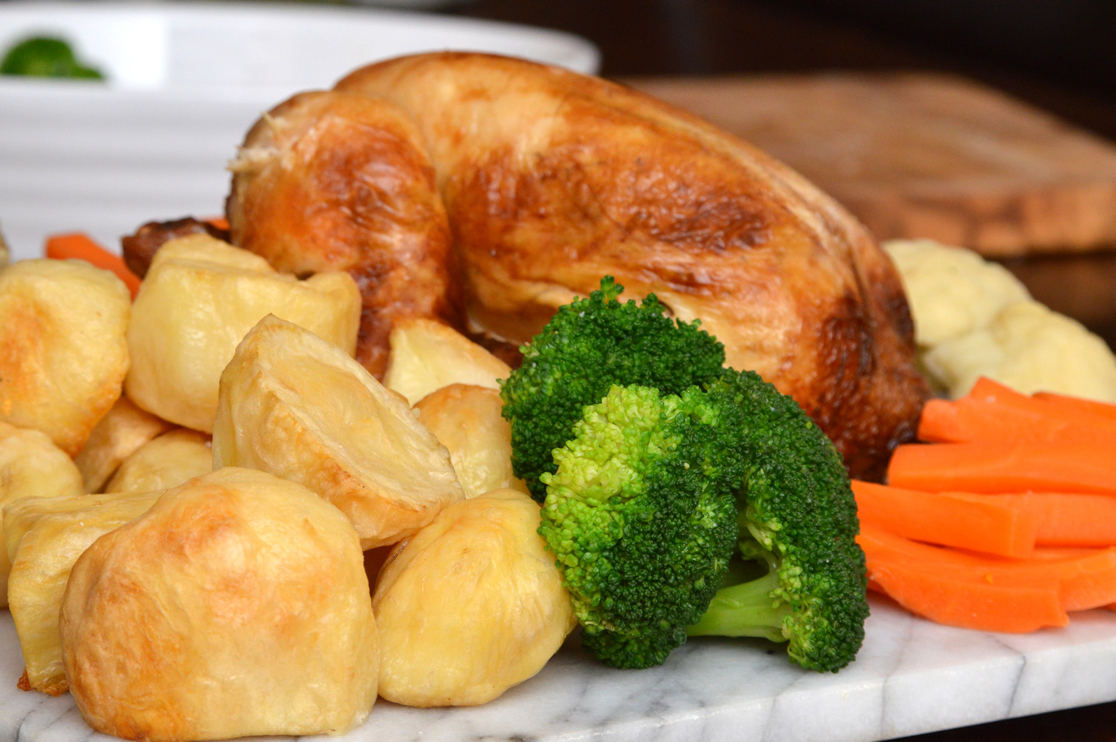 Traditional English Christmas Dinner
 Traditional British Roast Dinner Cheshire Farm Chips