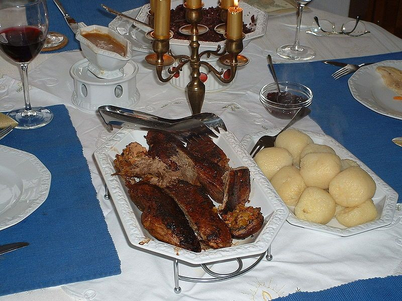 Traditional German Christmas Dinner
 Weihnachtsgans or Roasted Goose recipe original German