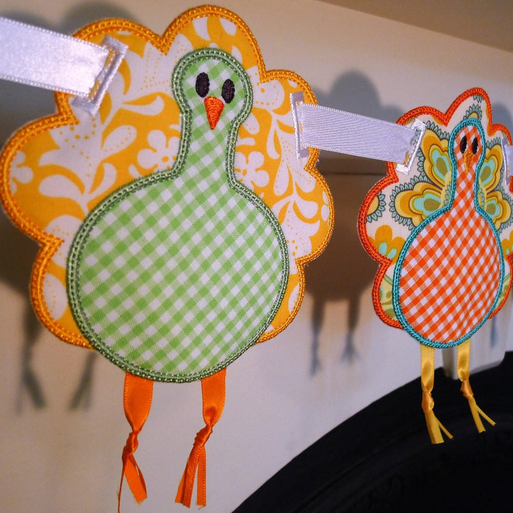 Turkey Designs For Thanksgiving
 Turkey Applique In The Hoop Banner Machine Embroidery Design