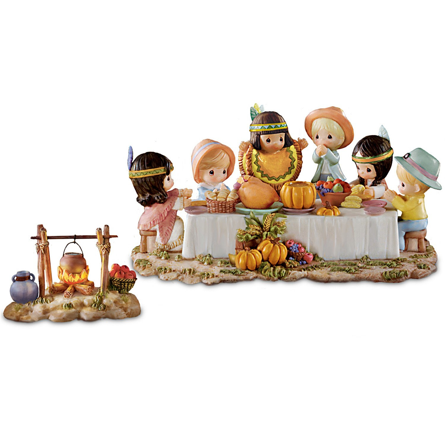 Turkey Figurines Thanksgiving
 Thanksgiving Pilgrim Indian Children Figurines