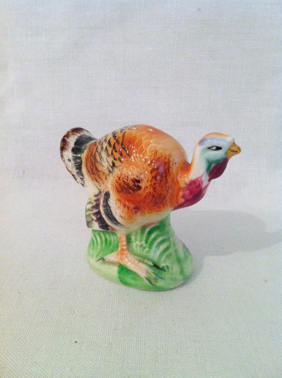 Turkey Figurines Thanksgiving
 Vintage turkey hen Thanksgiving figurine salt shaker by