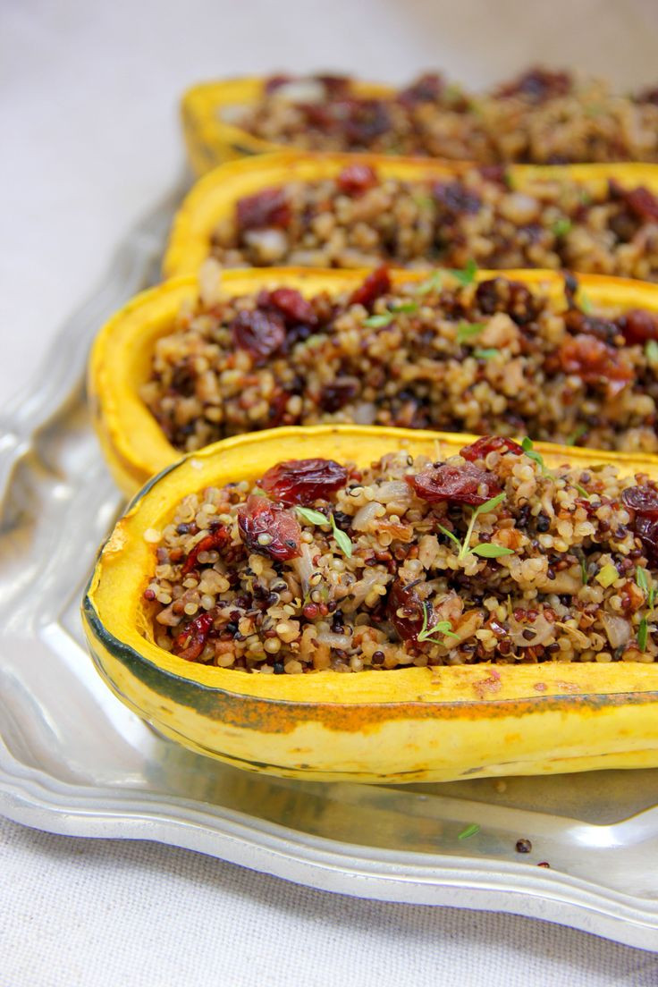 Vegetarian Thanksgiving Main Dish
 Quinoa and Cranberry Stuffed Delicata Squash