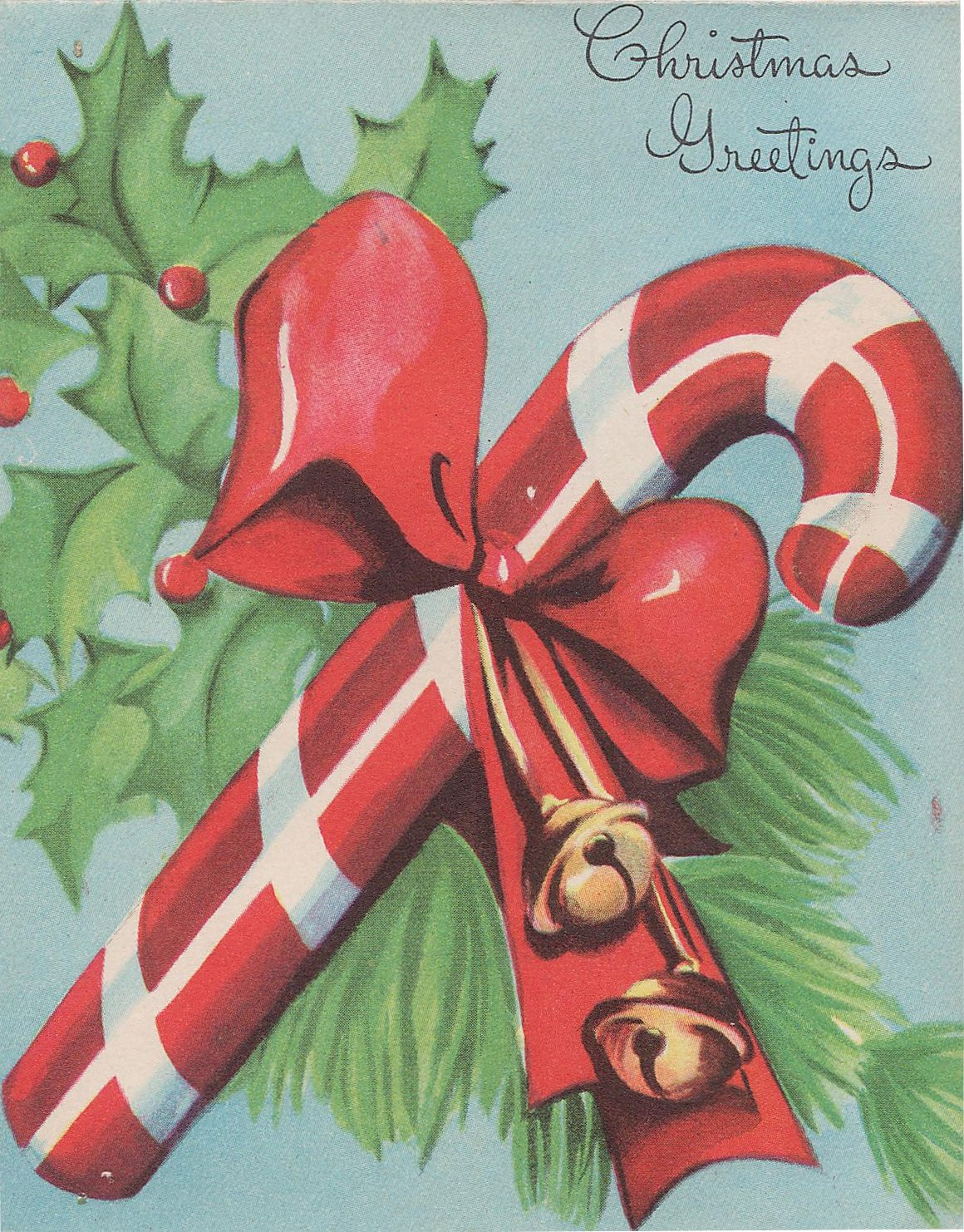Vintage Christmas Candy
 Candy Cane Vintage Christmas Card
