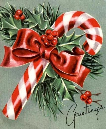 Vintage Christmas Candy
 Candy Cane Vintage 1950 s Christmas Card