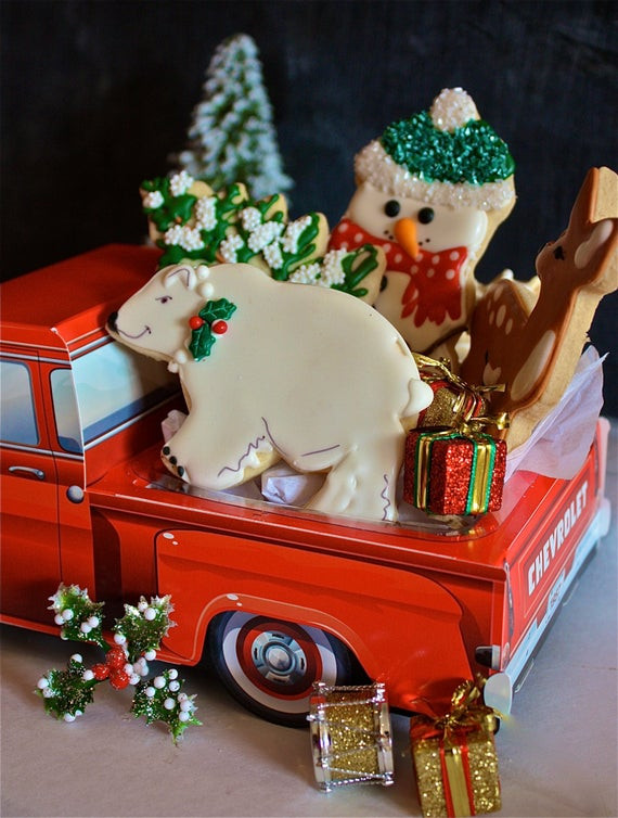 Vintage Christmas Cookies
 retro Christmas cookies 1957 Chevy truck vintage truck with