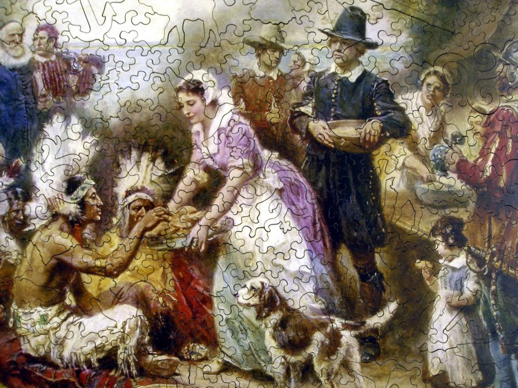 Was There Turkey At The First Thanksgiving
 The First Thanksgiving 1621 Wooden Jigsaw Puzzle