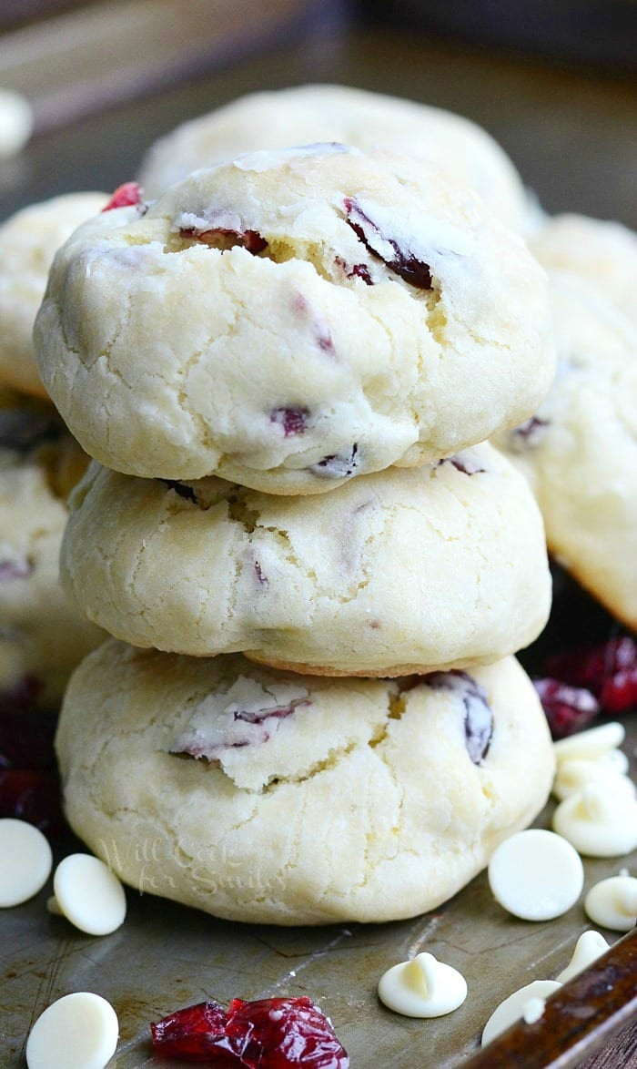 White Chocolate Christmas Cookies
 White Chocolate Cranberry Soft and Chewy Crinkle Cookies